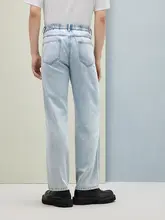 快適でルーズなデザインのストレートカットデニムパンツ【夏用・二色展開】