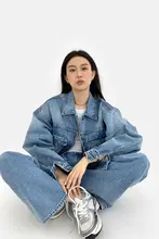 レトロデザインの水洗いデニムジャケットとパンツ【小柄向け・アメリカンスタイル】（セットアップ対応）