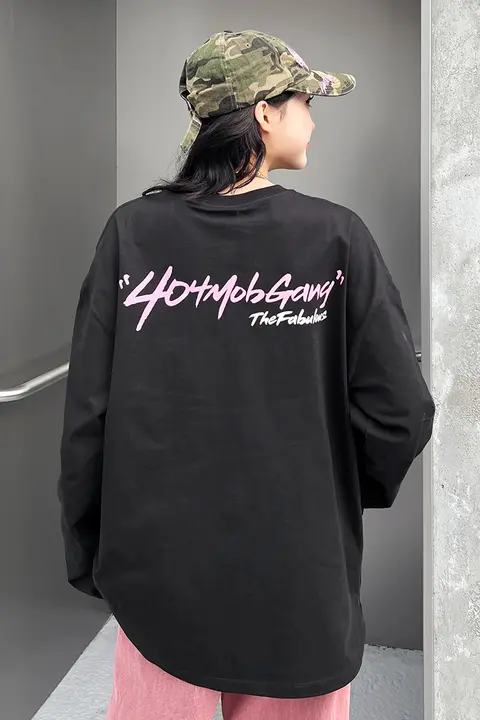 アートプリントクルーネック長袖Tシャツ【男女兼用・アメリカンスタイル・ヒップホップ】