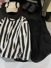 韓国子供服 男の子用ストライプ長袖Tシャツ【春用・おしゃれデザイン】（セットアップ対応）