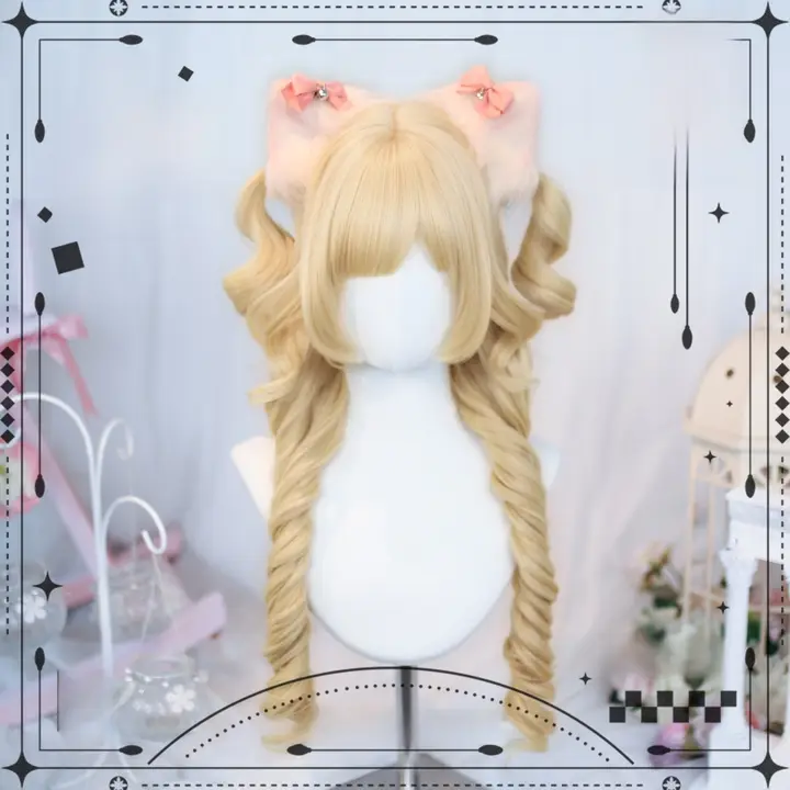 ロリータ風 コスプレ用 ルーズカールウィッグ【自然な仕上げ・フルヘッドタイプ】