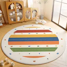 子供部屋に最適な円形ラグ【防転倒・プレイマット・ダイナミックデザイン】（セットアップ対応）