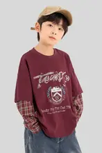 チェック柄プリントの長袖スウェットシャツ【子供用・春秋向け・おしゃれデザイン】（セットアップ対応）