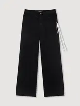 ブラックサイドジッパーコーデュロイカジュアルパンツ