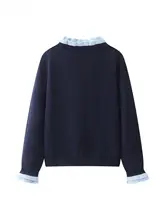 春の学院風 女性用 フリル付きニットトップスとプリーツスカート（セットアップ対応）