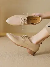 本革レースアップポインテッドトゥローファーシューズ【春秋用・ソフトレザー・低ヒール】