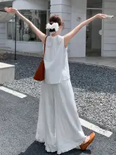 白色の柔らかいドールシャツタンクトップ【夏用・軽量・フィット・ワイドパンツ】（セットアップ対応）