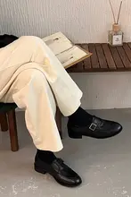 レトロスタイルのローファー【本革・ブラウン・カーキ・カジュアルシューズ】