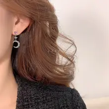 ジルコニア付きアシンメトリーモチーフピアス【月とハートデザイン・925銀製・女性用】