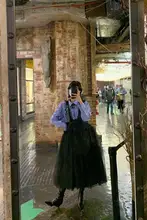 SHAHD 秋用 長袖シャツ レディース【デザイン性・カジュアル・ゆったりサイズ・ブルー】