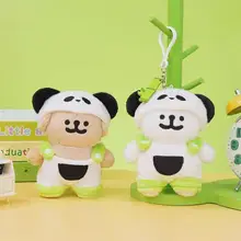可愛らしいマルチーズ風小犬のぬいぐるみキーホルダー【学生向け・バックパック用・パンダデザイン】