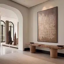 手描き油絵 侘寂風 抽象リビング装飾画【大判・テクスチャー・シンプルデザイン】