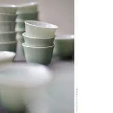 清物堂 2021年製 柴窯青磁茶器【伝統的な蓋付き湯のみ・品茶用】