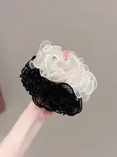 気品のあるダブルレイヤー水玉チュールヘアゴム【お団子ヘア用・夏用】