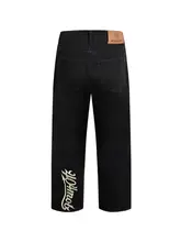 404MOB メンズ刺繍デニムパンツ【秋用・ストレート・カジュアル・ヒップホップスタイル】