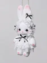 立ち耳うさぎデザインの黒いハンドメイドバッグ【ロリータスタイル・ショルダー・手提げ・リボン付き】