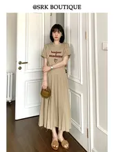 スタイリッシュなカキ色のロングパンダスカート【高腰・デザインプリーツ・フィット】