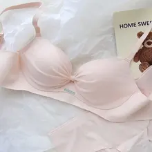 光沢のあるリボン付きスイートブレストップ【無痕・ノンワイヤー・女性用・ミニマルデザイン】（セットアップ対応）