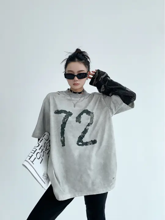 長袖Tシャツ レディース フェイクレイヤード アメカジ ヴィンテージ加工 ルーズ 春物 カップル トップス