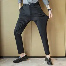 快適なビジネスカジュアルパンツ【極上の柔らかさ・夏用・スリムフィット・ウエストリブデザイン】