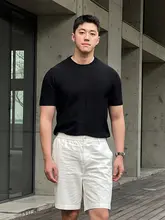 Tシャツ メンズ 夏季 ファッションカジュアル ラウンドネック 単色 しわ防止 シンプル