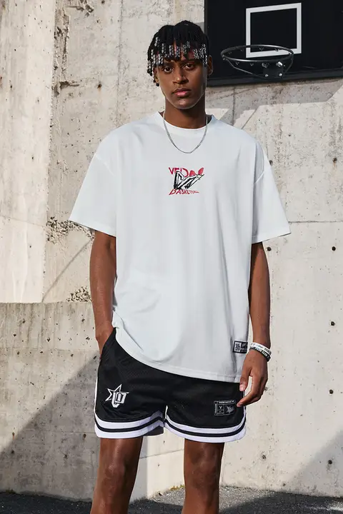 メンズショートスリーブバスケットボールトレーニングTシャツ【通気性メッシュ・アメリカンスタイル・運動用】