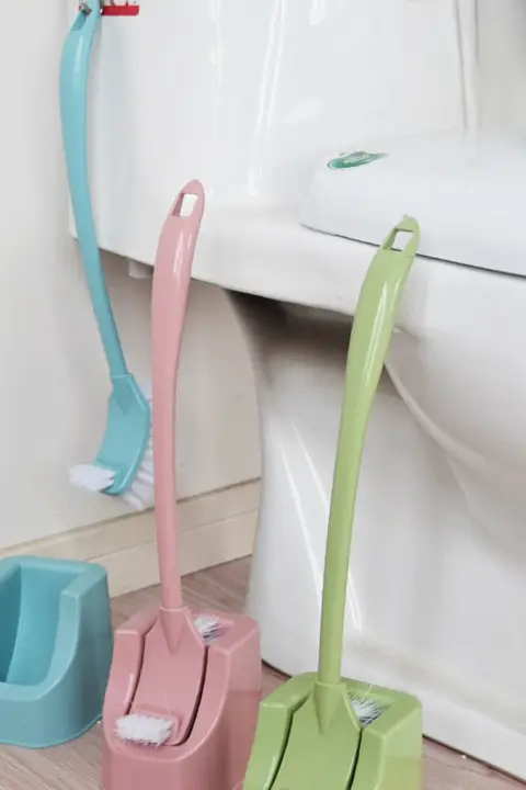 トイレ用ロングハンドルブラシセット【ソフト毛・スタンド付き・PP製】