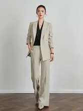 秋季浅緑色の一粒ボタンファッションスーツ【ワイドパンツ・ビジネススタイル・エレガ  ント】（セットアップ対応）