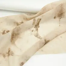 侘寂風の薄手透け感ある杏色水墨染めの天絲涤麻布料【漢服用】【生地】