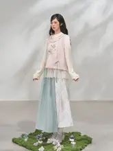 春の花束デザイン 刺繍入り半身スカー  ト【長袖・ラウンドネック・和風】