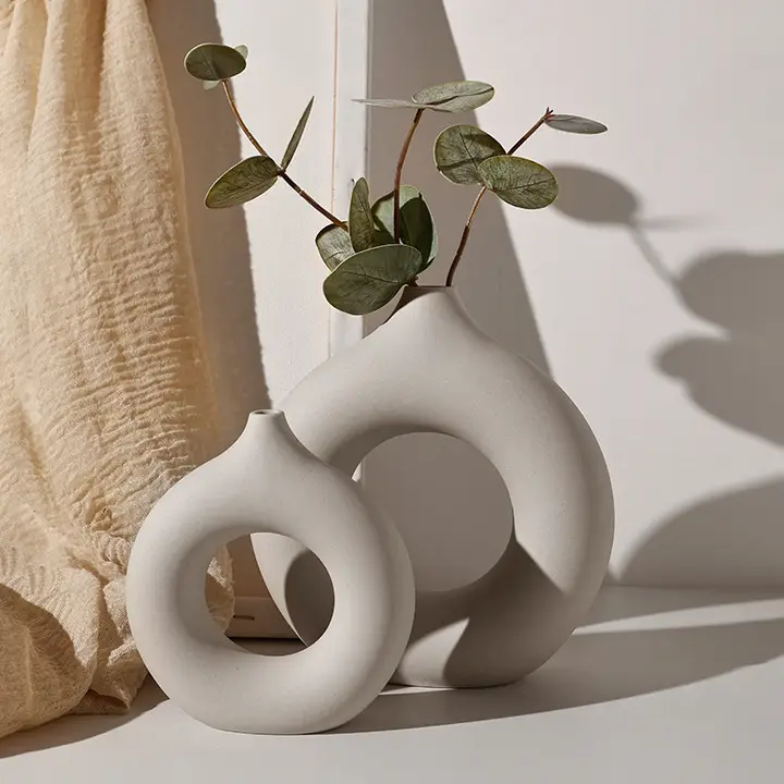 シンプルで創造的な陶器の花瓶【リビング用・フラワーアレンジメント・インテリア装飾】