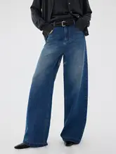 フィットのデニムパンツ【ウォッシュ加工・カジュアル・ハイウエスト】（セットアップ対応）