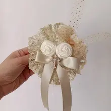 手作りリボン付きブローチ【華やかな金色・ローズフラワーデザイン・ロリータスタイル】