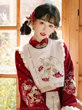 紅色チャイニーズ風 ロリータワンピース【秋冬用・学生用・マーメイドデザイン】（セットアップ対応）
