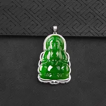 S925純銀製 観音吊り下げペンダント【空トレイ・翡翠・クリスタル・玉石・タマイズ対応】