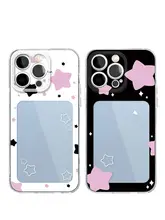 星型デザイン透明スマホケース【iPhone 15・Apple 14 Pro Max・Huawei P60・Xiaomi 13・OPPO Reno 9・Honor 90・Vivo S12対応・女性用カップル向け】
