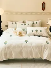 クリスマスツリー柄厚手ラビットボア四点寝具セット【冬用・ダブルフェイスコーラルフリース・ベッドカバー付き】（セットアップ対応）