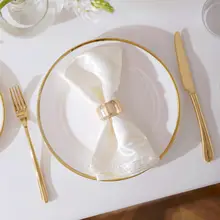 金縁陶磁器製 丸型ディナープレート【家庭用・西洋料理・浅皿・サラダプレート】