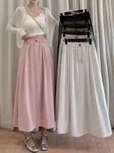 大きいサイズのAライン白色ハイウエストスカート【夏用・プリーツ・女性用】（セットアップ対応）