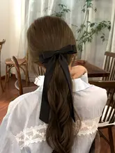 サテンリボン付きヘアクリップ【フランス風・女性用・可愛いデザイン】