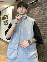 無地デザイン 男性用 フード付き速乾アイスシルク日焼け防止タンクトップ【夏用・カジュアルスタイル】