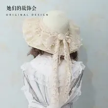 麦わら帽子 日除け帽子 夏 海辺 紫外線防止 大きなツバ ロリータスタイル