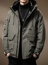 高品質 白鹅绒使用のアウトドアワークダウンジャケット【秋冬用・フード付き・ゆったりサイズ】