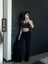 ジッパー付き レディース ヨガ＆フィットネス用 ストレートパンツ【通気性・快適な着心地・小腰デザイン】