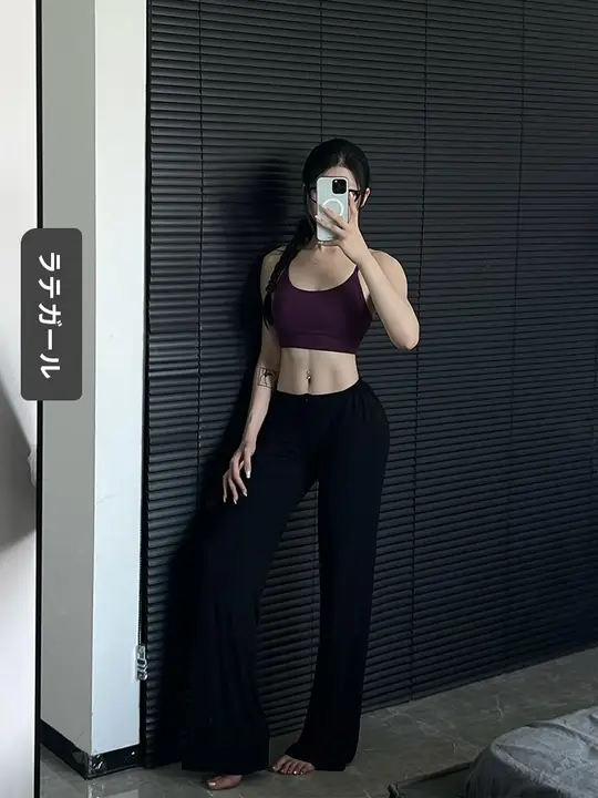 ジッパー付き レディース ヨガ＆フィットネス用 ストレートパンツ【通気性・快適な着心地・小腰デザイン】