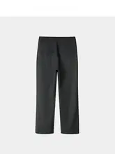 精緻なウール製ハイウエストクロップドパンツ【女性用・フレアスタイル・秋用】（セットアップ対応）