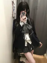 学院風ジャケット【黒・女性用・秋冬用・チェック柄スカート対応】（セットアップ対応）