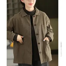 高級感あるリネンデニムシャツジャケット【サンドウォッシュ加工・秋用・アートスタイル】