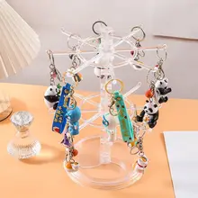 回転式キーホルダー展示ラック【アクセサリー用・ネックレス・ブレスレット・イヤリング対応】
