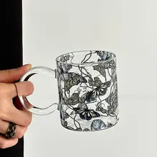 ガラス 水飲みカップ 高いデザイン コーヒーカップ ニッチなギフト 英国風 ヘンルーダ バタフライ